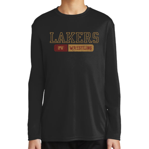 Lil Lakers Wrestling #1 - Youth Long Sleeve Performance Tee Thumbnail