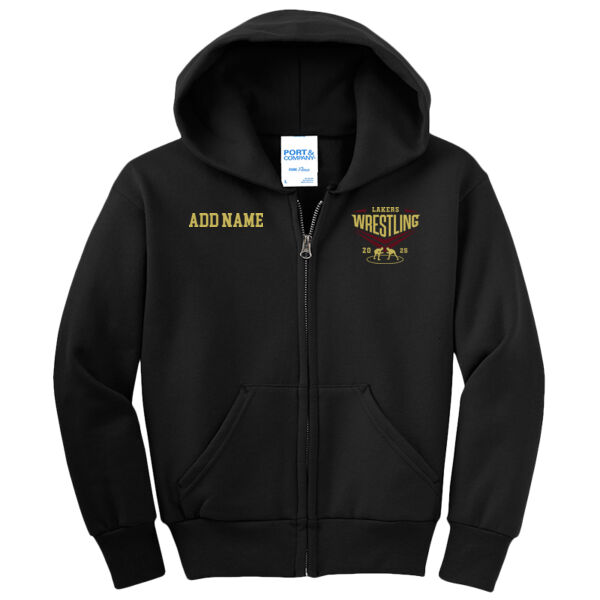 Lil Lakers Wrestling #2 - Youth Core Fleece Full Zip Hooded Sweatshirt Thumbnail