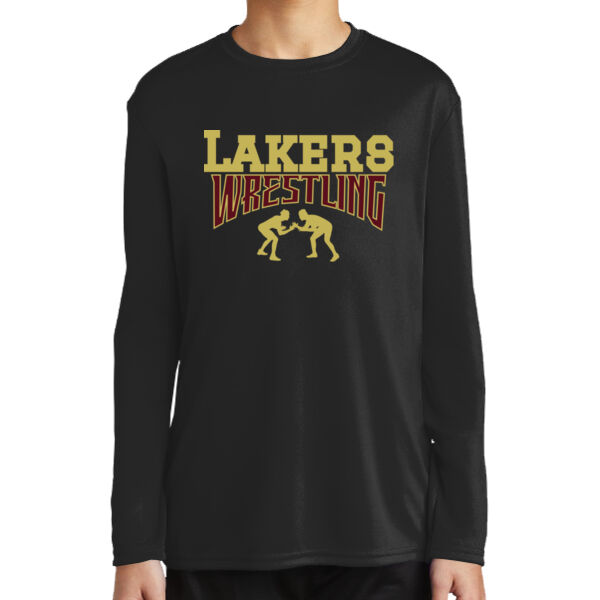 Lil Lakers Wrestling #3 - Youth Long Sleeve Performance Tee Thumbnail