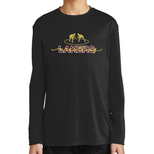 Lil Lakers Wrestling #4 - Youth Long Sleeve Performance Tee Thumbnail