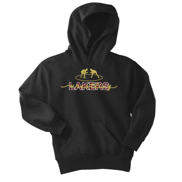 Lil Lakers Wrestling #4 - Youth Core Fleece Pullover Hooded Sweatshirt Thumbnail